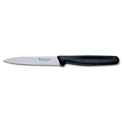 Victorinox Paring Knife 10cm Pointed Blade Wavy Nylon - Black