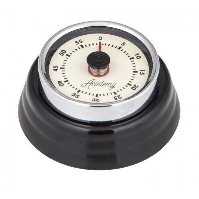 Academy Bronte Mechanical Timer with Magnet 60 Minute Black/Cream 7.5x7.5x3cm