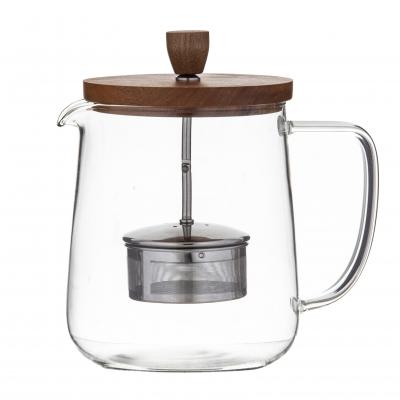 Leaf Bean Naples Tea Pot with Acacia Lid & Infuser Natural 17x12x18cm/18cm/1L