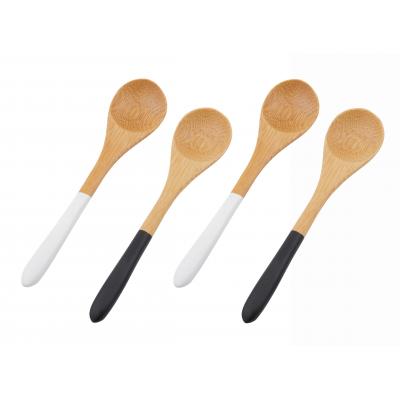 Davis & Waddell Taste Amhara Bamboo Dip Spoon Set/4 Natural/Black/White 13.5cm