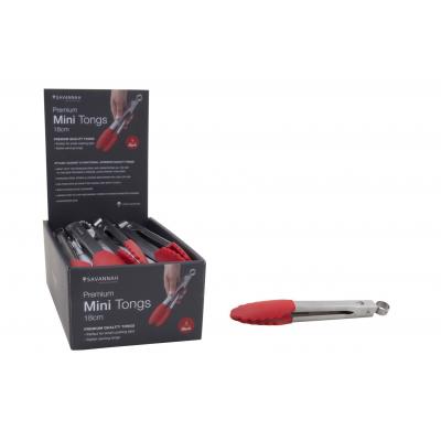 Savannah Premium Silicone Mini Tong Stainless Steel/Red 20x3x2cm
