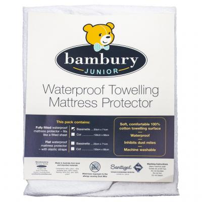 Bambury Basinet Fitted Pvc/Towelling Mattress Protector