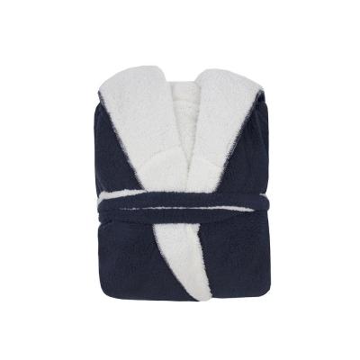 Bambury M/L Reversible Sherpa Hooded Robe | Navy/White