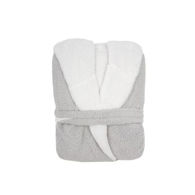 Bambury M/L Reversible Sherpa Hooded Robe | Silver/White