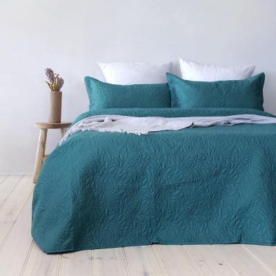 Bambury Single/Double Botanica Coverlet Set Teal