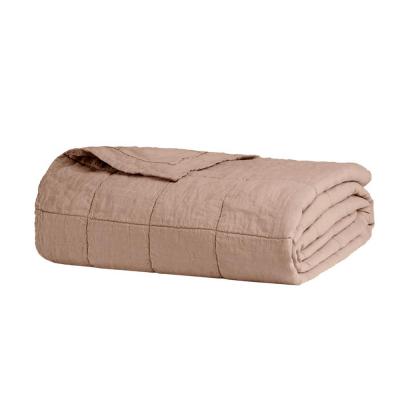 Bambury Queen/King Linen Quilted Coverlet Tea Rose