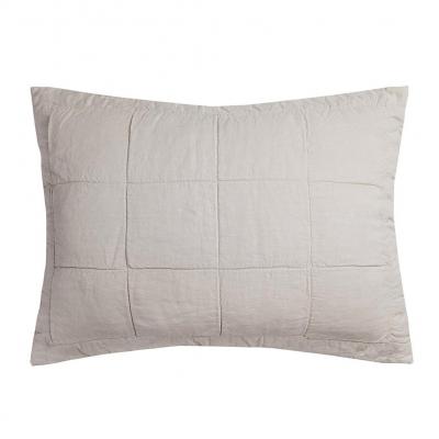 Bambury Linen Quilted Pillow Sham Pebble