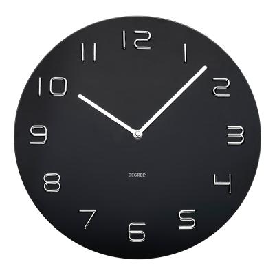 Clocks Degree Black & Chrome Numbers Glass 35cm