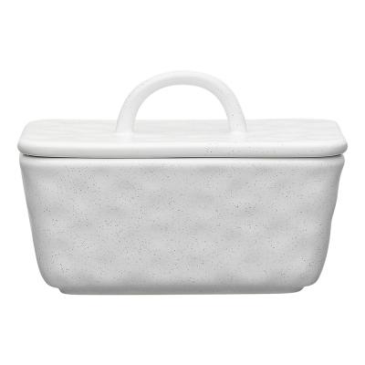 Ecology Speckle Butter Dish with Lid | Milk