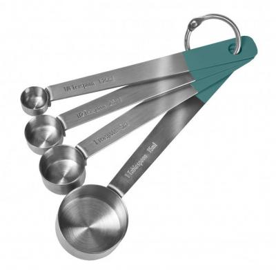 Jamie Oliver Measuring Spoons Stainless Steel Set of 4 | Silver/Atlantic Green