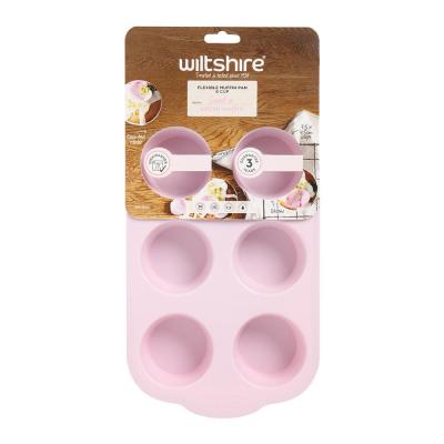 Wiltshire Silicone Muffin Pan 6 Cup Pink