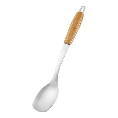 Wiltshire Wooden Handle Solid Spoon 42x3.5x7cm | Silver/Wood