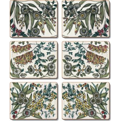 Cinnamon Retro Native Floral Coasters