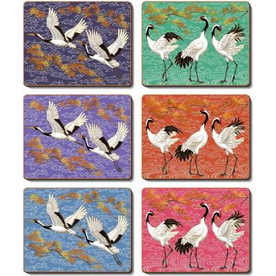 Cinnamon Cranes Cork Backed Coasters | Set of 6pcs 