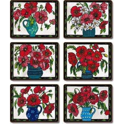 Cinnamon Poppy Vase Coasters Set of 6 | 11.5x9.5cm