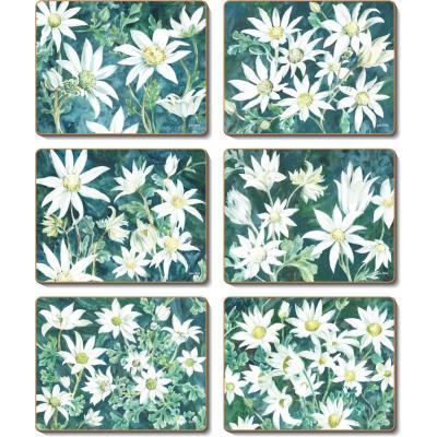 Cinnamon Flannel Flower Placemats | 6 Piece
