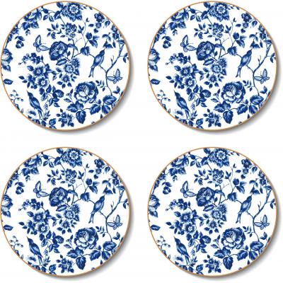Cinnamon Round French Rose Toile Coasters | Set of 4