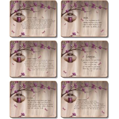 Cinnamon Purple Cherry Blossoms Coasters