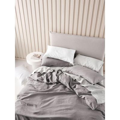 Linen House Nimes Linen Quilt Cover Set | King | Ash