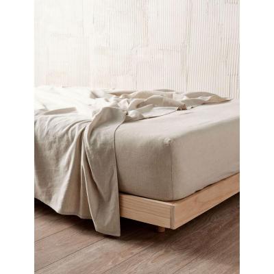 Linen House Nimes Linen Fitted Sheet 50cm | King | Natural 