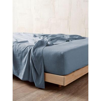Linen House Nimes Linen Fitted Sheet 50cm | King | Nightfall Blue