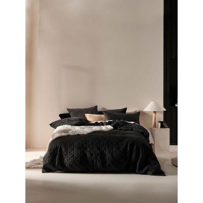 Linen House Heath Quilt Cover Set | Single | Black 