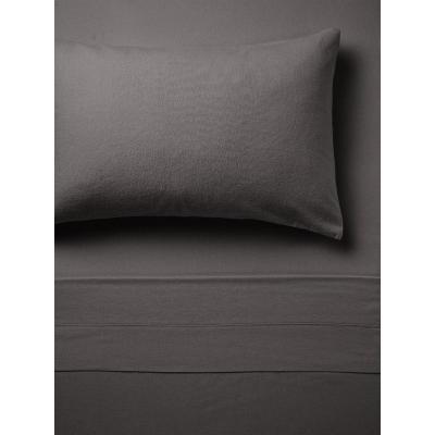 Linen House Flannelette Plain-Dyed Sheet Set | Double | Charcoal 
