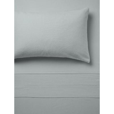 Linen House Flannelette Plain-Dyed Sheet Set | Double | Smoke