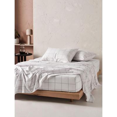 Linen House Morella Flannelette Sheet Set | King Single | Smoke