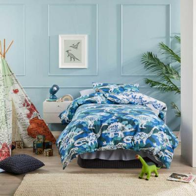 Logan & Mason Kids Camo Dino Quilt Cover Set | Double Bed | Blue 