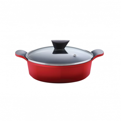 Neoflam Venn Low Casserole Red with Glass Lid 32cm 
