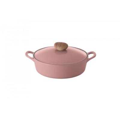 Neoflam Australia Retro Low Casserole Pink Demer Induction with Die-Casted Lid | 26cm