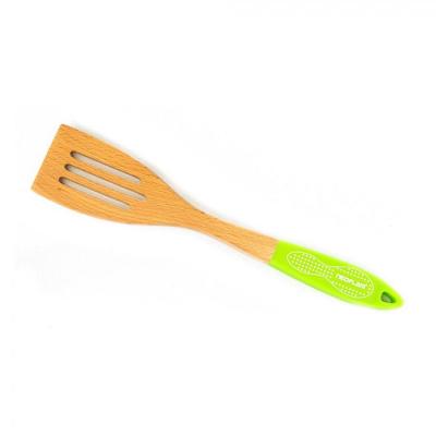 Neoflam Australia Beechwood Slotted Turner |  Green Silicone Handle