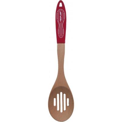 Neoflam Australia Beechwood Slotted Spoon| Red Silicone Handle