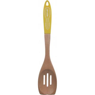 Neoflam Australia Beechwood Slotted Spatula | Yellow Silicone Handle
