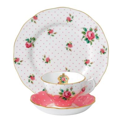 Royal Albert Cheeky Pink Teacup, Saucer, Plate
