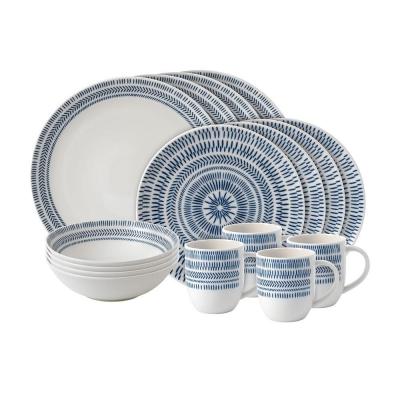 Royal Doulton Ellen DeGeneres Dinner Ware Set 16 Piece | Cobalt Blue Chevron