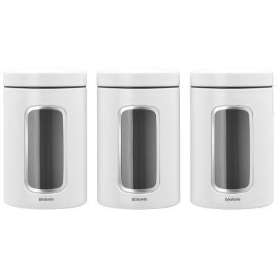 Brabantia Window Canister 3 Piece Set 1.4L | Steel White