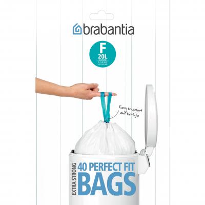 BRABANTIA PerfectFit Bags F 20L Slimline Dispenser | White