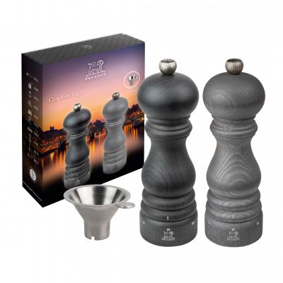 Peugeot Paris u'Select Gift Set Duo Salt & Pepper Mill Graphite Light 18cm & Funnel
