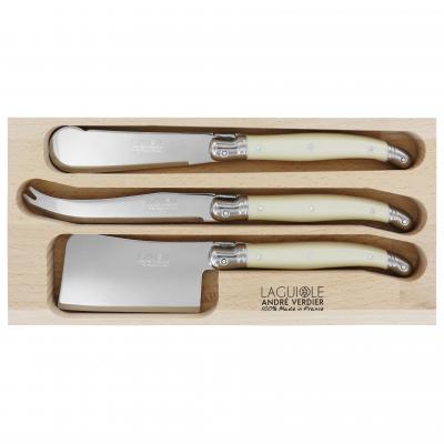André Verdier Laguiole Debutant Ivory Cheese Set with Sandwich Knife | 3 Piece