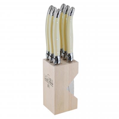 André Verdier Laguiole Debutant Ivory Steak Knife with Block | 6 Piece