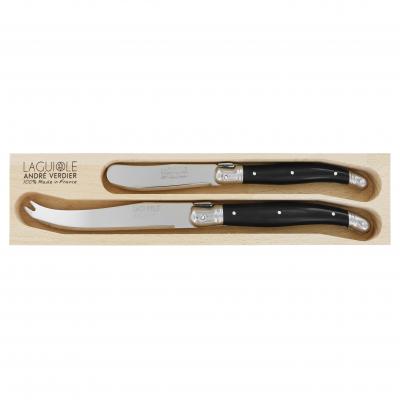 André Verdier Laguiole Debutant Black Cheese Set | 2 Piece