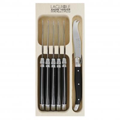 André Verdier Laguiole Debutant Black Small Cheese Knife | 6 Piece