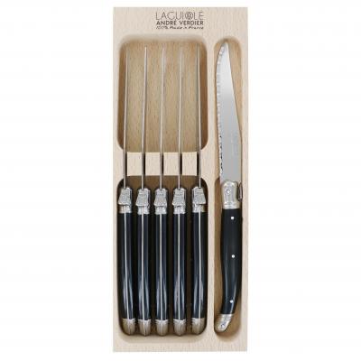 André Verdier Laguiole Debutant Black Steak Knife | 6 Piece
