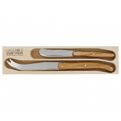 André Verdier Laguiole Debutant Olive Wood Cheese Set | 2 Piece