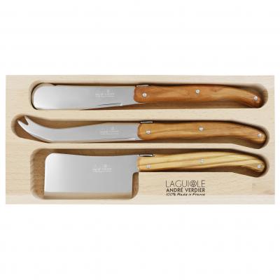André Verdier Laguiole Debutant Olive Wood Cheese Set with Sandwich Knife | 3 Piece