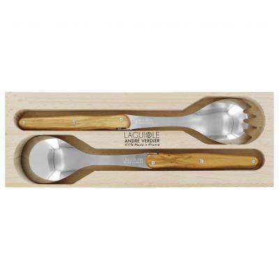 André Verdier Laguiole Debutant Olive Wood Salad Set | 2 Piece