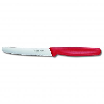 Victorinox Steak & Tomato Knife Round Tip Wavy Edge Nylon 11cm | Red