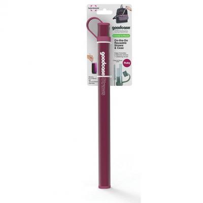 FusionBrands Silicone Straws Set of 2 Ruby